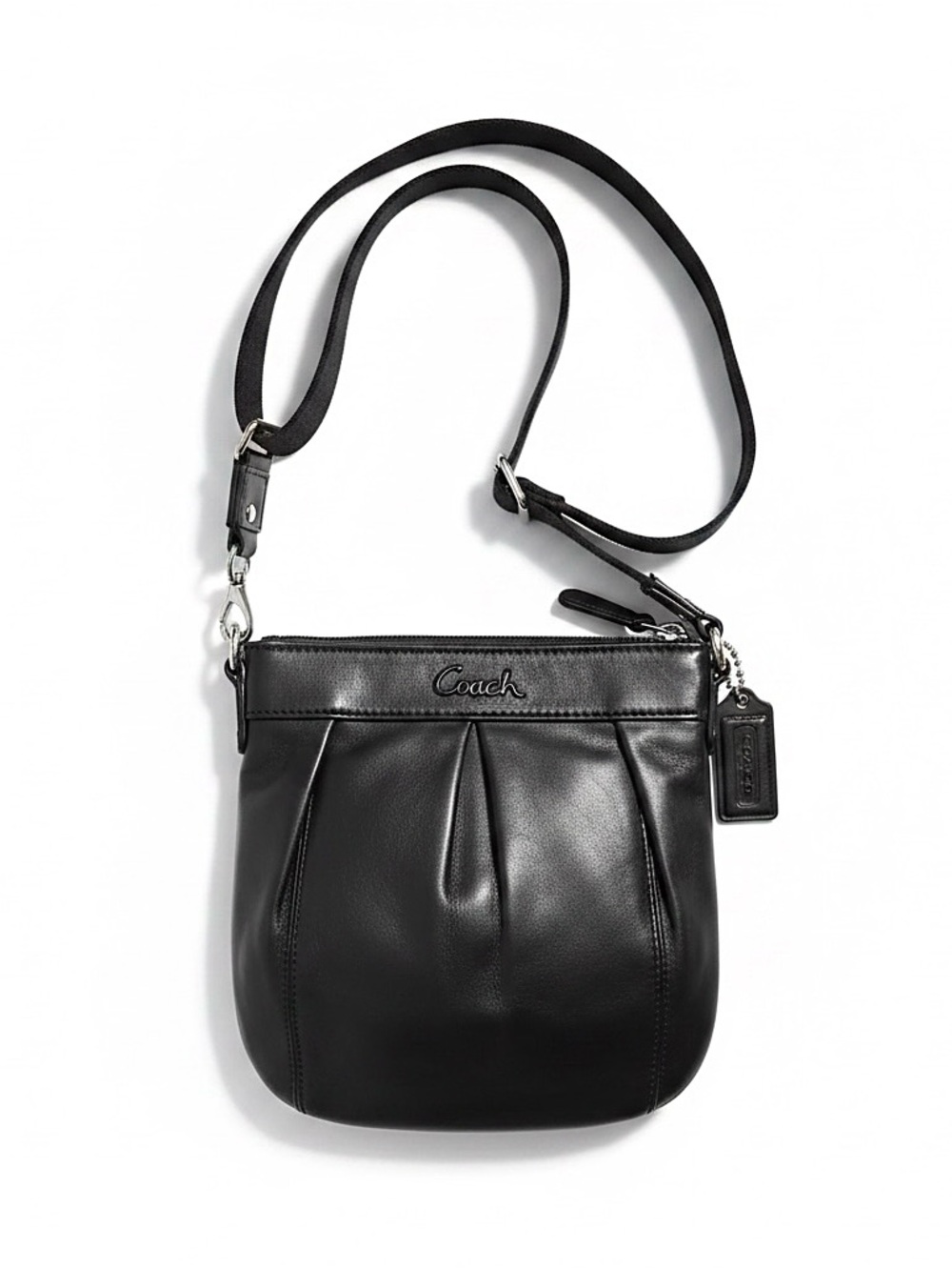 Vintage Coach Ashley Black Leather Crossbody Bag with adjustable strap